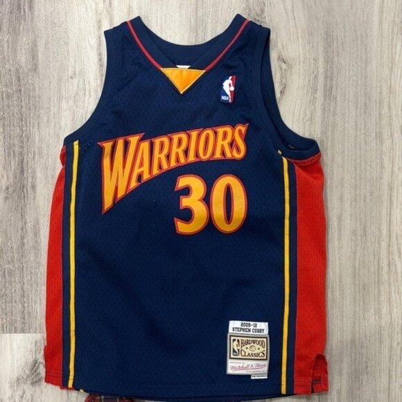 Mitchell & Ness  STEPHEN CURRY NAVY GOLDEN STATE WARRIORS KIDS JERSEY MEDIUM - Picture 1 of 5